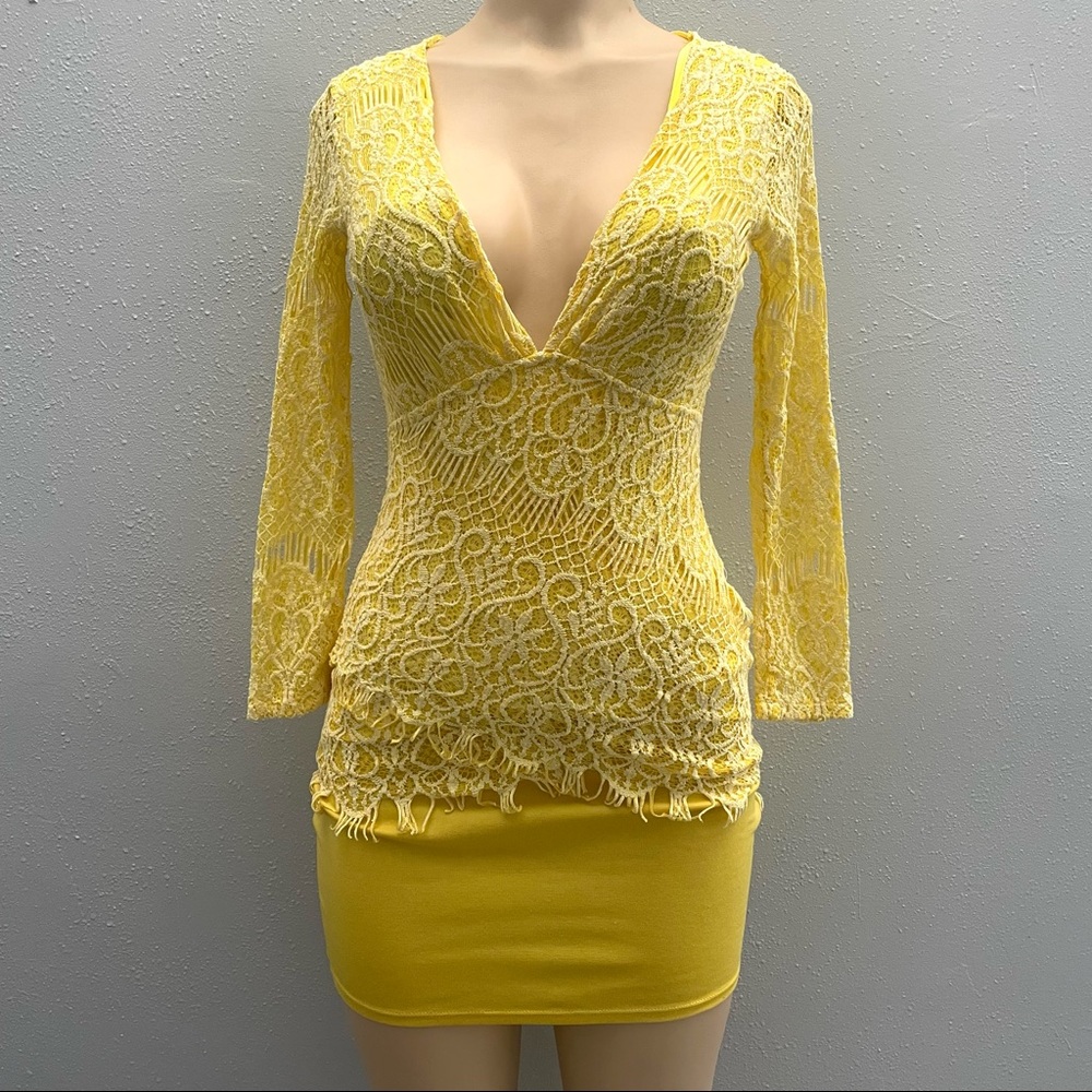 Yellow Lace long sleeve top